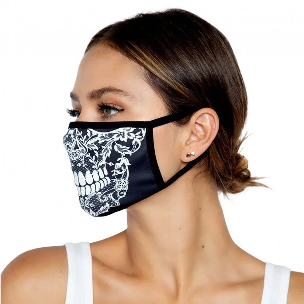 Lace Skull Print Face Mask One Size Adult/Teen Halloween Cosplay Roleplay DYI